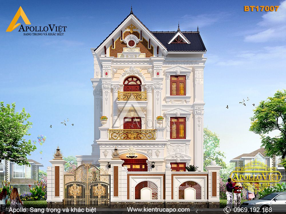 Biệt thự tân cổ điển 3 tầng tinh tế từng chi tiết (BT17007)